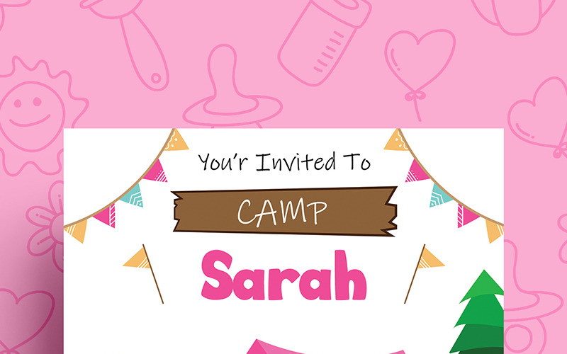 Download Фирменный стиль "Camping Tent Party Invitation - Corporate Identity Template" / Camping Tent Party Invitation - Corporate Identity Template - Фирменный стиль на тему графика fun event vacation summer holiday tourism tent flyer camp recreation invitation festival illustration nature vector design activity template child background