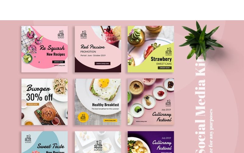 Cooq - modelo de mídia social para postagens no Instagram de alimentos