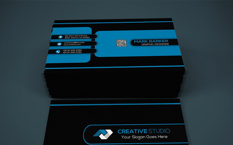 Mörkt kreativt visitkort - mall för företagsidentitet