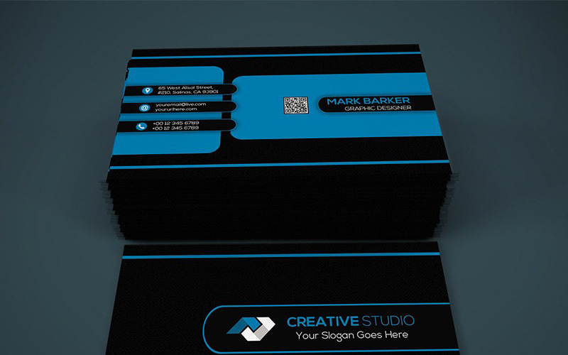Download Фирменный стиль "Dark Creative Business Card - Corporate Identity Template" / Dark Creative Business Card - Corporate Identity Template - Фирменный стиль на тему графика black blue business card design clean corporate creative cyan elegant green line minimalist modern template orange personal photoshop print red
