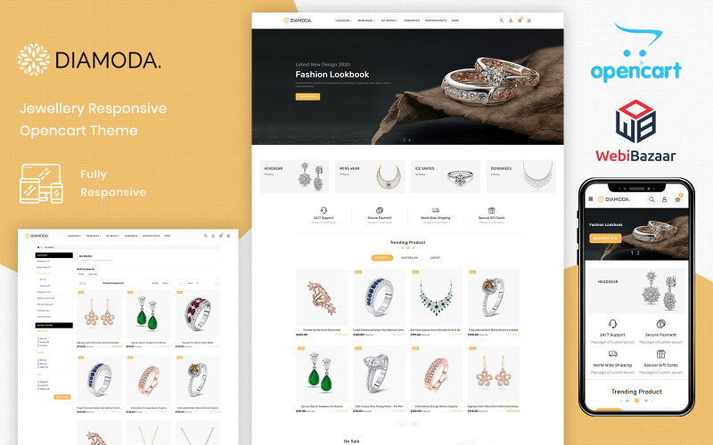 jewellery responsive store opencart шаблон