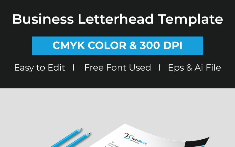 Download Фирменный стиль "Letterhead - Corporate Identity Template" / Letterhead - Corporate Identity Template - Фирменный стиль на тему графика business letterhead corporate creative elegent english style eps graphic illustrator landscape letterhead design pad modern design official print professional shape