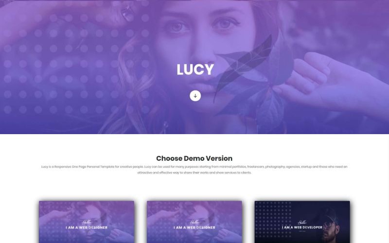 Lucy - Kişisel Portföy Açılış Sayfası Şablonu