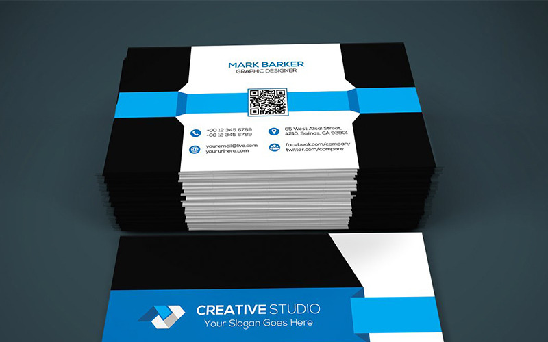 Download Фирменный стиль "Modern Stripe Business Card - Corporate Identity Template" / Modern Stripe Business Card - Corporate Identity Template - Фирменный стиль на тему графика black blue business card design clean corporate creative cyan elegant green line minimalist modern template orange personal photoshop print red