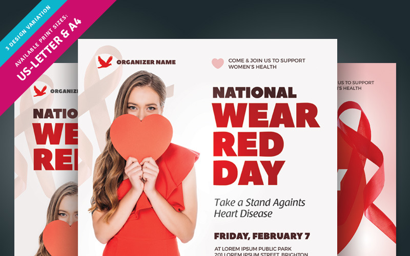 National Wear Red Day Flyer Corporate Identity Template
