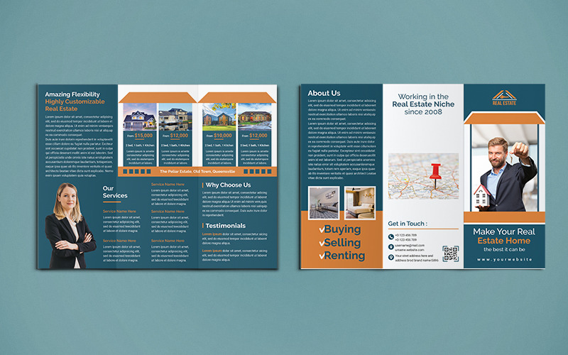 Download Фирменный стиль "Real Estate Trifold Brochure - Corporate Identity Template" / Real Estate Trifold Brochure - Corporate Identity Template - Фирменный стиль на тему графика business,agency,brochure,trifold,tri-fold,trifoldbrochure,marketing,company,tri,brochuredesign,a4,a4brochure,print-ready,psd,template,advertisement,rent,property,real,realestate