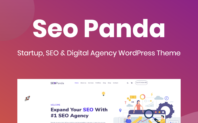 SeoPanda - Многоцелевое цифровое агентство, поисковая оптимизация и стартап WordPress Elementor Theme