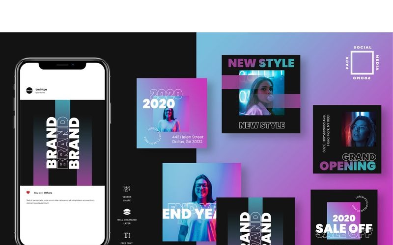 Download Шаблон для соцсетей "Seven - Duo Tone Instagram Post Social Media Template" / Seven - Duo Tone Instagram Post Social Media Template - Шаблон для соцсетей на тему графика 