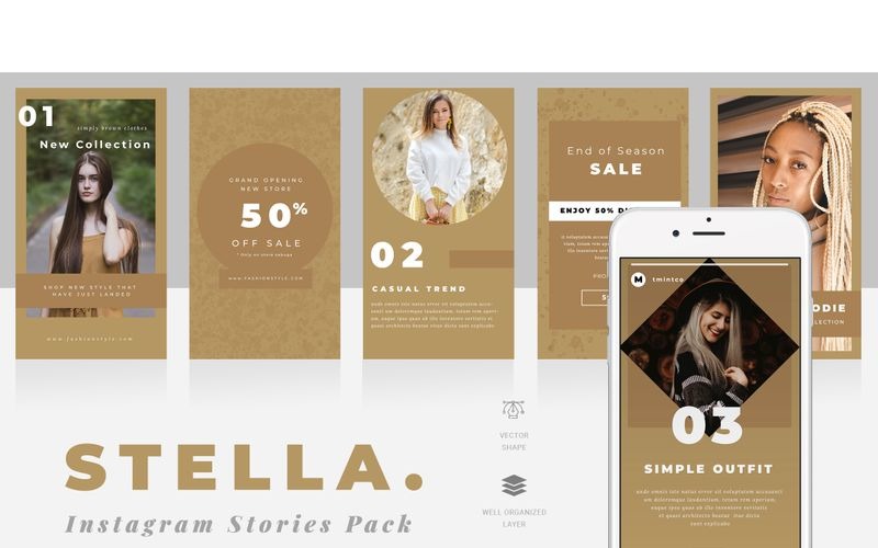 Stella - Modèle de médias sociaux Instagram Stories