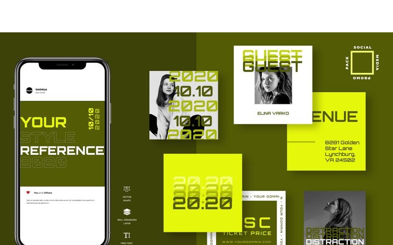 Download Шаблон для соцсетей "Three - Duotone Instagram Kit Social Media Template" / Three - Duotone Instagram Kit Social Media Template - Шаблон для соцсетей на тему графика 