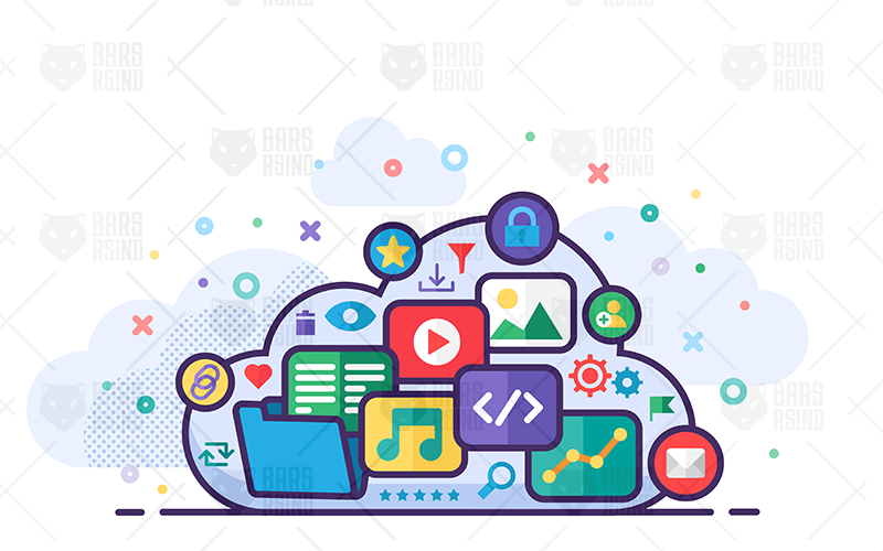 Download Иллюстрация "Vector Cloud Storage Concept - Illustration" / Vector Cloud Storage Concept - Illustration - Иллюстрация на тему графика online web data storage cloud internet network files file folder technology backup sync synchronization transfer database personal wifi local global