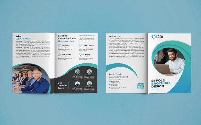 Download Фирменный стиль "Bifold Brochure Design - Corporate Identity Template" / Bifold Brochure Design - Corporate Identity Template - Фирменный стиль на тему графика corporate business agency brochure bifold bi-fold bifoldbrochure marketing company bi 2fold brochuredesign a4 a4brochure print-ready psd template professional internet creative