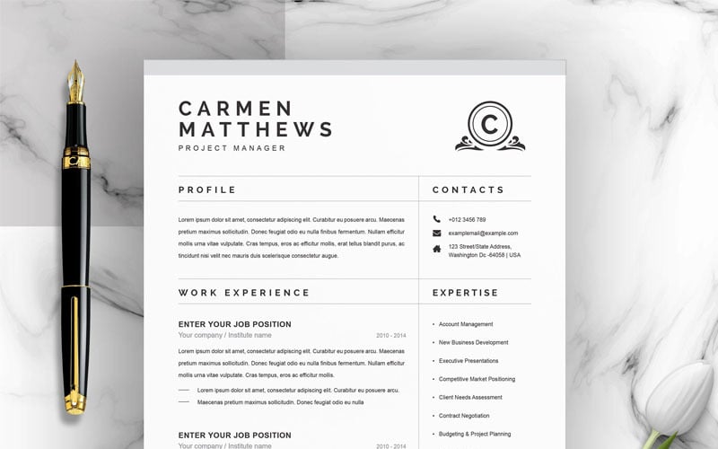 Carmen Resume Template #95619 - TemplateMonster