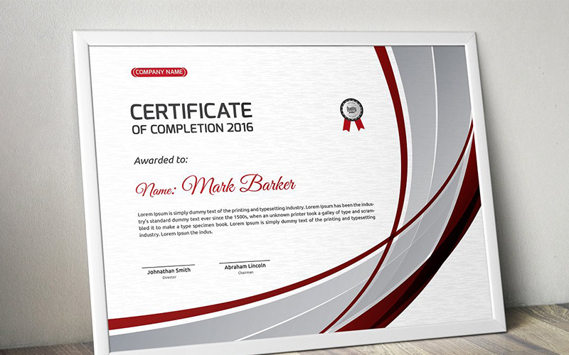 Download Шаблон сертификата "Curvy Abstract Certificate Template" / Curvy Abstract Certificate Template - Шаблон сертификата на тему графика certificate corporate decorative diploma elegant excellence frame graduation green modern multicolor ornament ornaments paper print ready template professional red simple