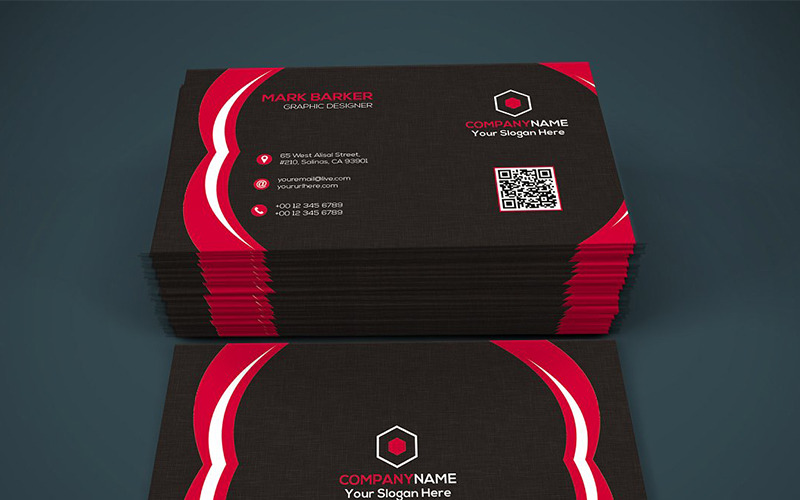 Download Фирменный стиль "Curvy Dark Business Card - Corporate Identity Template" / Curvy Dark Business Card - Corporate Identity Template - Фирменный стиль на тему графика black blue business card design clean corporate creative cyan elegant green line minimalist modern template orange personal photoshop print red