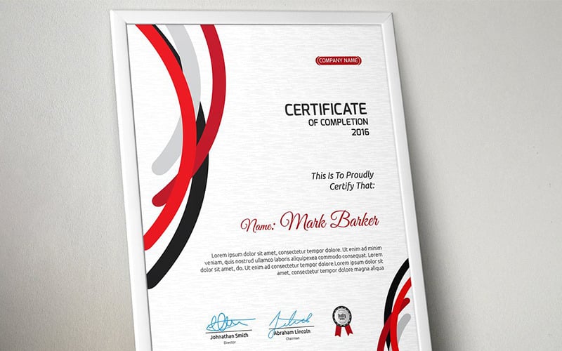Download Шаблон сертификата "Curvy Stripes Certificate Template" / Curvy Stripes Certificate Template - Шаблон сертификата на тему графика certificate corporate decorative diploma elegant excellence frame graduation green modern multicolor ornament ornaments paper print ready template professional red simple