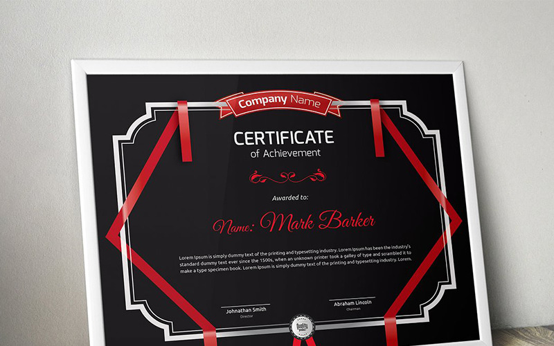 Download Шаблон сертификата "Elegant Ribbons Certificate Template" / Elegant Ribbons Certificate Template - Шаблон сертификата на тему графика certificate corporate decorative diploma elegant excellence frame graduation green modern multicolor ornament ornaments paper print ready template professional red simple