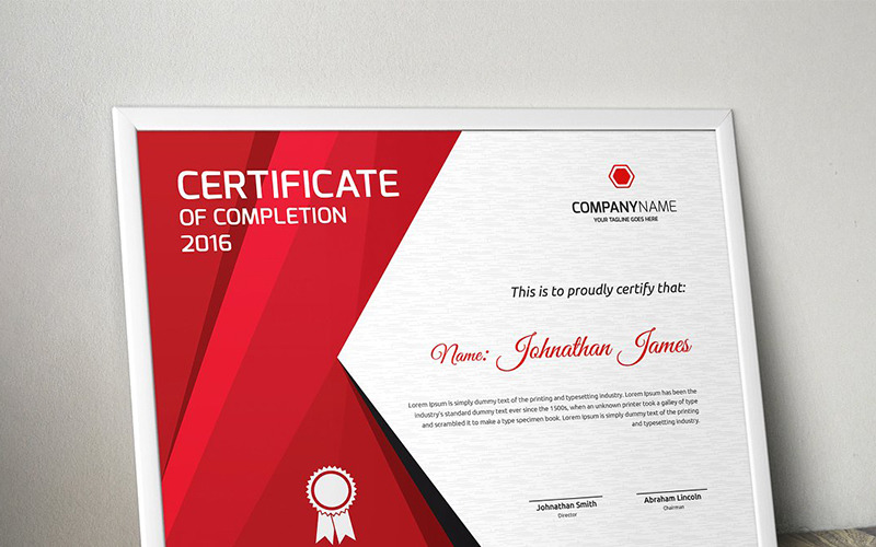 Download Шаблон сертификата "Geometric Certificate Template" / Geometric Certificate Template - Шаблон сертификата на тему графика certificate corporate decorative diploma elegant excellence frame graduation green modern multicolor ornament ornaments paper print ready template professional red simple