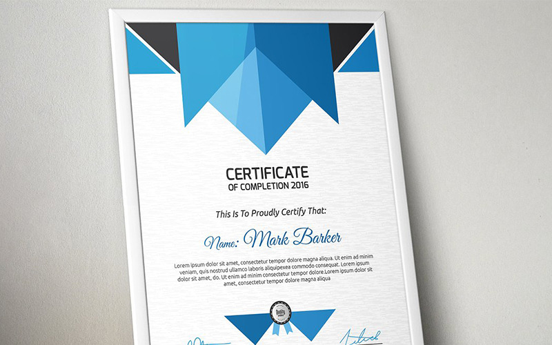 Download Шаблон сертификата "Geometric Portrait Mode Certificate Template" / Geometric Portrait Mode Certificate Template - Шаблон сертификата на тему графика certificate corporate decorative diploma elegant excellence frame graduation green modern multicolor ornament ornaments paper print ready template professional red simple
