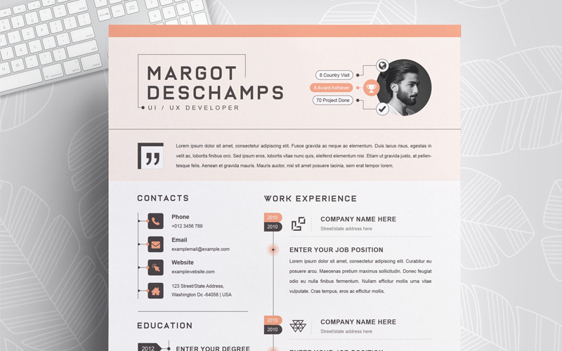 Download Резюме "Margot Resume Template" / Margot Resume Template - Резюме на тему графика 1 page resume 2 3 clean cv cover letter creative template curriculum vita free illustrator eps mac pages microsoft word