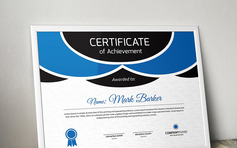 Plantilla de certificado moderno con curvas