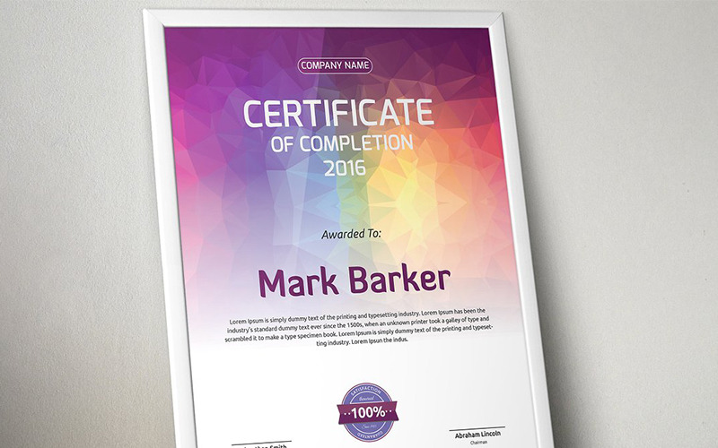 Šablona certifikátu abstraktní Poly