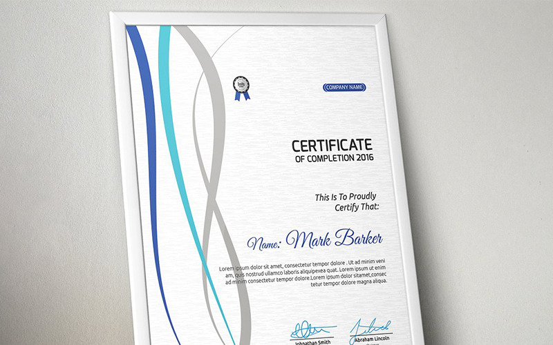 Download Шаблон сертификата "Wavy Abstract Stripes Certificate Template" / Wavy Abstract Stripes Certificate Template - Шаблон сертификата на тему графика certificate corporate decorative diploma elegant excellence frame graduation green modern multicolor ornament ornaments paper print ready template professional red simple