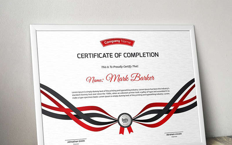 Download Шаблон сертификата "Wavy Intertwined Stripes Certificate Template" / Wavy Intertwined Stripes Certificate Template - Шаблон сертификата на тему графика certificate corporate decorative diploma elegant excellence frame graduation green modern multicolor ornament ornaments paper print ready template professional red simple
