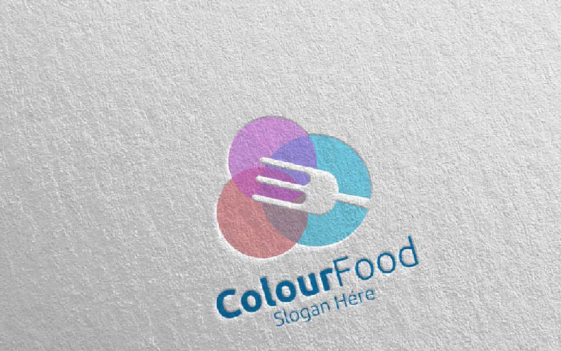 Restoran veya Cafe için Renkli Yiyecek 67 Logo Şablonu