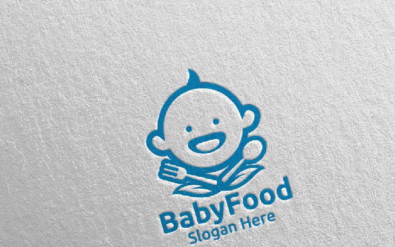 Concepto de suplemento o nutrición de alimentos para bebés 74 Plantilla de logotipo