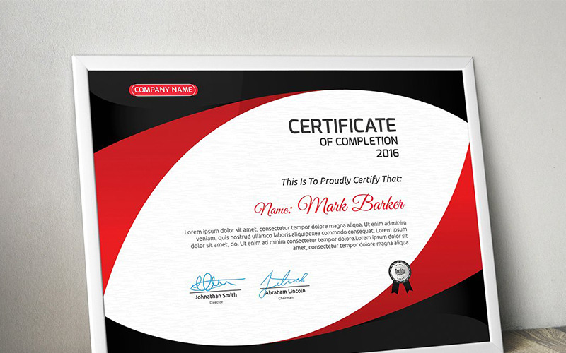Download Шаблон сертификата "Curvy Modern Certificate Template" / Curvy Modern Certificate Template - Шаблон сертификата на тему графика certificate corporate decorative diploma elegant excellence frame graduation green modern multicolor ornament ornaments paper print ready template professional red simple