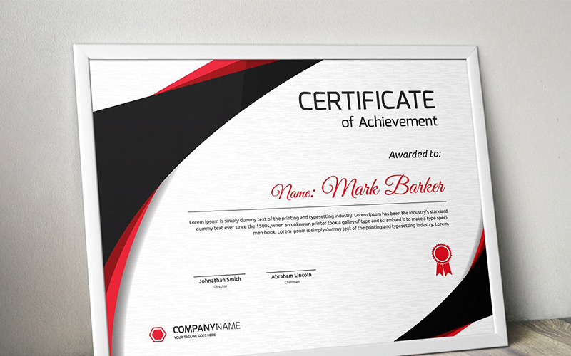 Download Шаблон сертификата "Curvy Modern Certificate Template" / Curvy Modern Certificate Template - Шаблон сертификата на тему графика certificate corporate decorative diploma elegant excellence frame graduation green modern multicolor ornament ornaments paper print ready template professional red simple