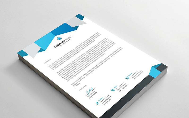 Download Фирменный стиль "Geometric Letterhead - Corporate Identity Template" / Geometric Letterhead - Corporate Identity Template - Фирменный стиль на тему графика advertising agency blue business company corporate creative green letter letterhead logo marketing modern office orange pink print ready