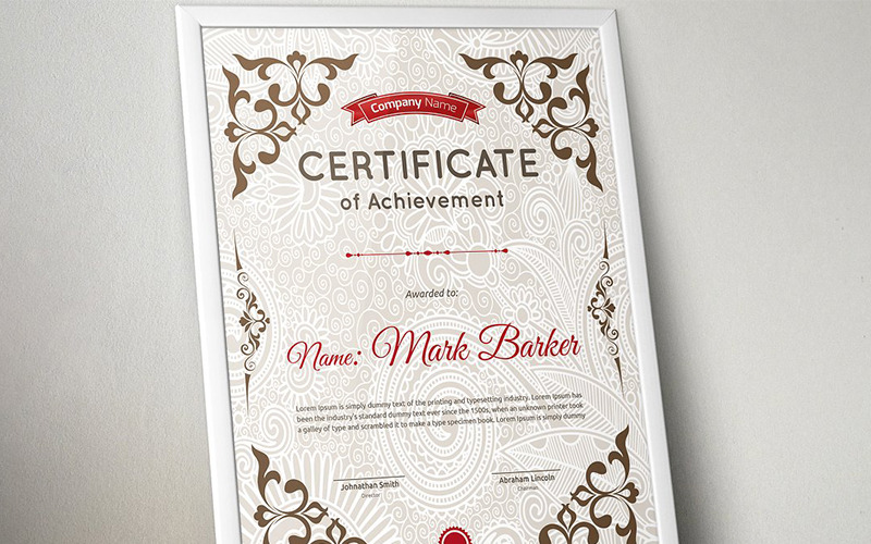Šablona certifikátu retro ozdoby
