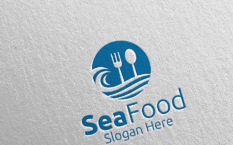 Mořské plody pro restauraci nebo kavárnu 81 Logo šablonu