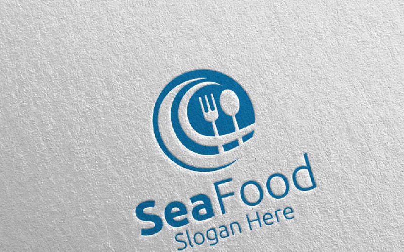 Owoce morza dla szablonu Logo restauracji lub kawiarni 80