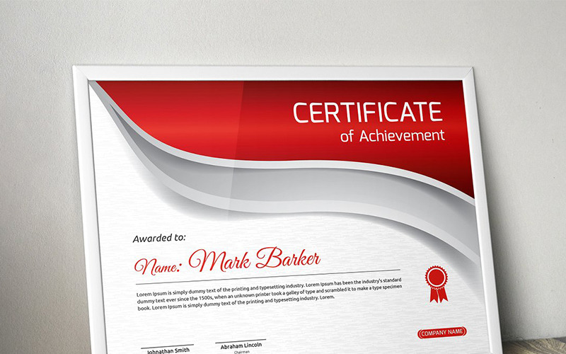 Download Шаблон сертификата "Wavy Elegant Certificate Template" / Wavy Elegant Certificate Template - Шаблон сертификата на тему графика certificate corporate decorative diploma elegant excellence frame graduation green modern multicolor ornament ornaments paper print ready template professional red simple