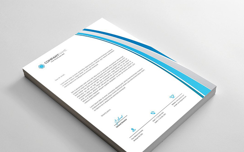 Download Фирменный стиль "Wavy Letterhead - Corporate Identity Template" / Wavy Letterhead - Corporate Identity Template - Фирменный стиль на тему графика advertising agency blue business company corporate creative green letter letterhead logo marketing modern office orange pink print ready