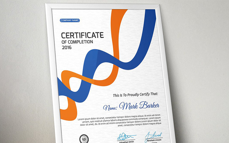 Download Шаблон сертификата "Wavy Portrait Certificate Template" / Wavy Portrait Certificate Template - Шаблон сертификата на тему графика certificate corporate decorative diploma elegant excellence frame graduation green modern multicolor ornament ornaments paper print ready template professional red simple
