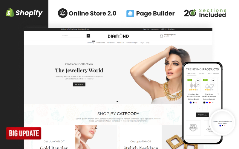 Алмазна ювелірна крамниця Shopify Theme