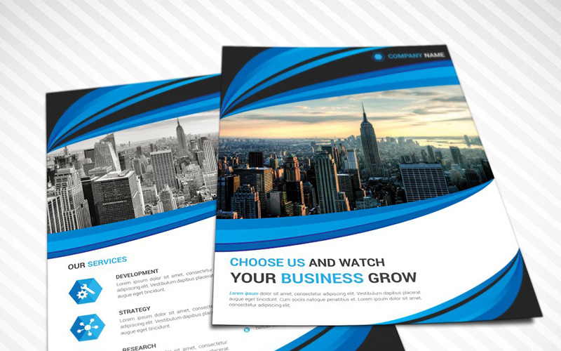 Download Фирменный стиль "Both Side Wavy Flyer - Corporate Identity Template" / Both Side Wavy Flyer - Corporate Identity Template - Фирменный стиль на тему графика black blue flyer both side flyer business card creative designer graphic green magazine official print professional simple standard web white