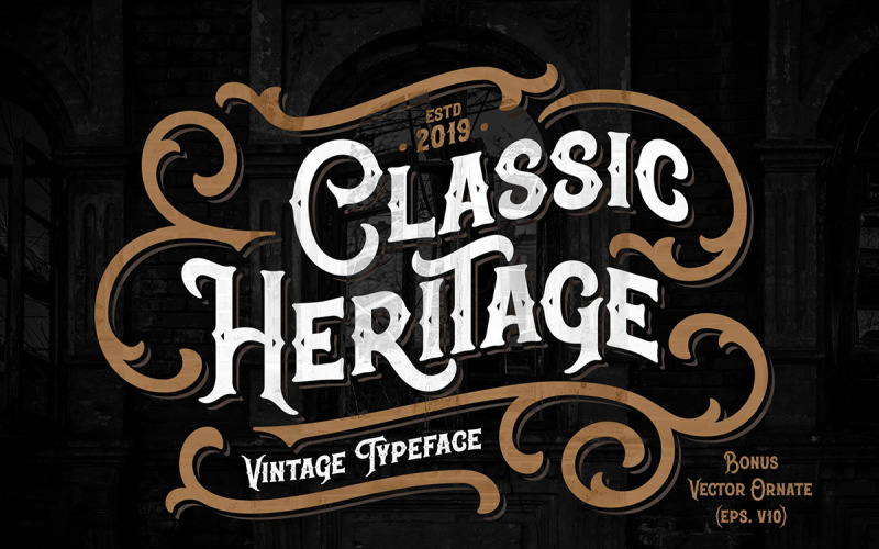 Download Шрифт "Classic Heritage typeface Font" / Classic Heritage typeface Font - Шрифт на тему графика vintage font alphabet vector typography decorative ornate retro design style poster art background decoration type old typeface text label lettering