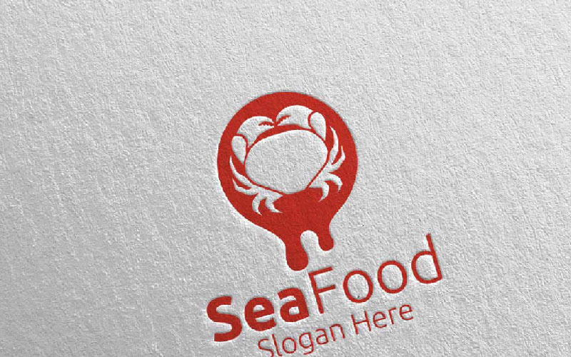 Rák tenger gyümölcsei étterem vagy kávézó 87 logó sablon