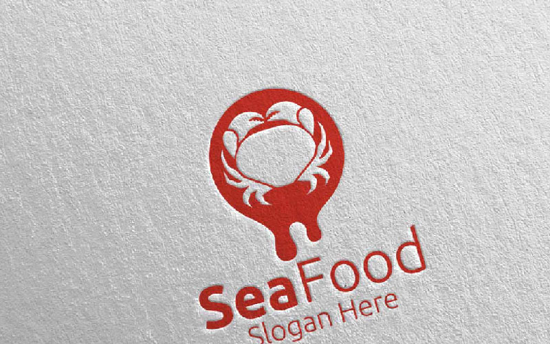 Download Шаблон логотипа "Crab Seafood for Restaurant or Cafe 87 Logo Template" / Crab Seafood for Restaurant or Cafe 87 Logo Template - Шаблон логотипа на тему графика seafood restaurant cafe fish crab shrimp scallops squid octopus chef logo catering cooking food fork fresh eat kitchen knife love