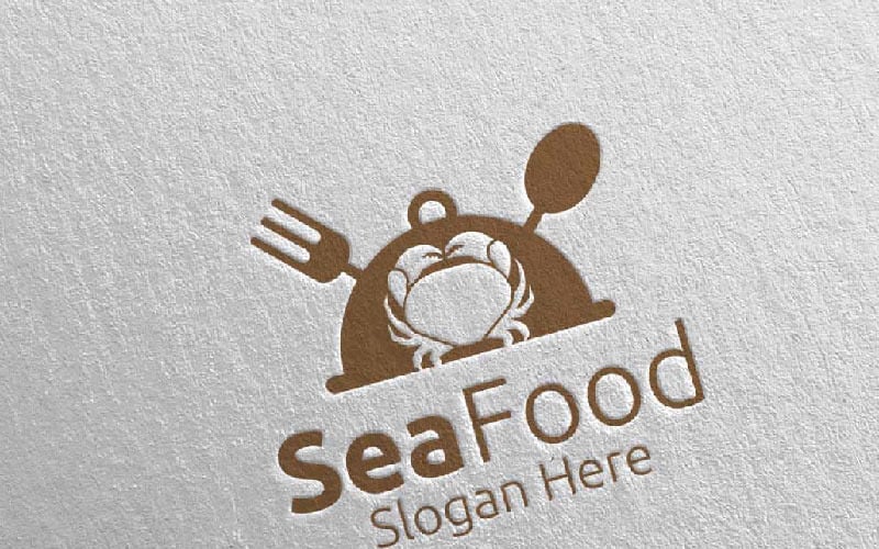 Restaurant veya Cafe 90 Logo Şablonu için Yengeç Deniz Ürünleri