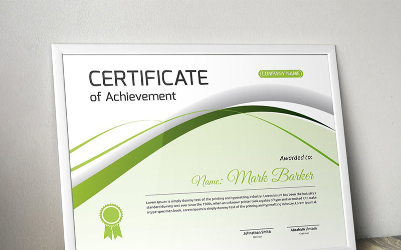 Download Шаблон сертификата "Curvy Modern Certificate Template" / Curvy Modern Certificate Template - Шаблон сертификата на тему графика certificate corporate decorative diploma elegant excellence frame graduation green modern multicolor ornament ornaments paper print ready template professional red simple