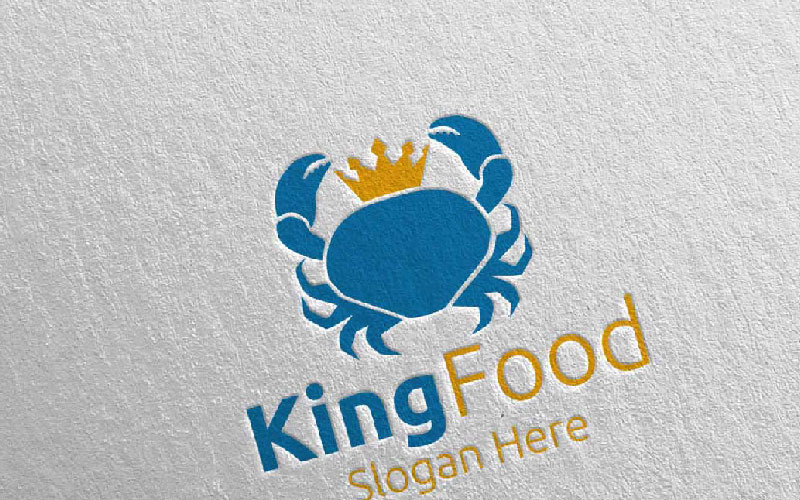 Download Шаблон логотипа "King Crab Seafood for Restaurant or Cafe 91 Logo Template" / King Crab Seafood for Restaurant or Cafe 91 Logo Template - Шаблон логотипа на тему графика seafood restaurant cafe fish crab shrimp scallops squid octopus chef logo catering cooking food fork fresh eat kitchen knife king