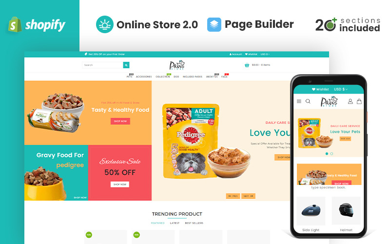 Motyw Shopify Paws Pet Store