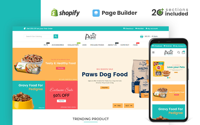 paws pet store shopify тема