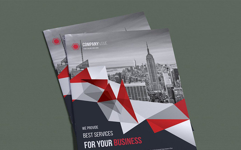 Download Фирменный стиль "Polygonal Bifold Brochure - Corporate Identity Template" / Polygonal Bifold Brochure - Corporate Identity Template - Фирменный стиль на тему графика certificate corporate decorative diploma elegant excellence frame graduation green modern multicolor ornament ornaments paper print ready template professional red simple
